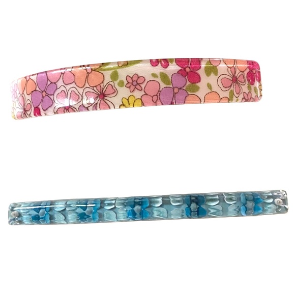 Floral Resin Bar Barrette Pair - Picture 2 of 5